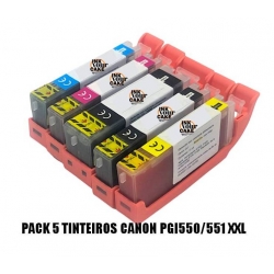 Pack 5 Tinteiros Alimentares Canon PGI550BK + CLI551BK/C/M/Y